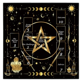 Knana Altar Cloth Gold Star Tarot Mat Tarot Card Cloth for Reading with Celtic Cross Pattern (Star)