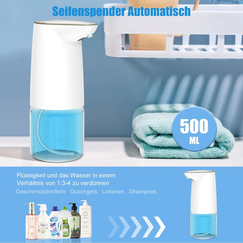 Automatic Soap Dispenser, 500 ml, Electric Soap Dispenser with Sensor,