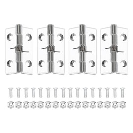 MECCANIXITY Small Acrylic Hinges Plastic Spring Clear Hinge 45 x 35mm Stainless Steel Shaft Continuous Piano Folding Hinges with Hole and Screw for Aquarium Lid Crafts Pack of 4