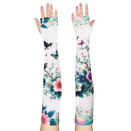 YAMEIZE Garden Long Arm Sleeves for Women - Sun Protection Cooling Floral Sleeves to Cover Arm Outdoor