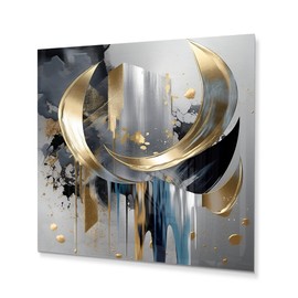 DesignQ Metal Art Wall Decor Abstract Harmony Shapes and Lines I - Wall Art For Living Room, Wall Art Bedroom, Dining Room Wall Decor