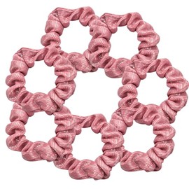 7 Pcs Shiny Metallic Cheer Dance Gold Lurex Hair Scrunchies For Thick Hair Performance/Sports/Practice/Party/Gymnastics Scrunchie Ponytail Holder Wrist for Girls Cosplay Show (Pink)