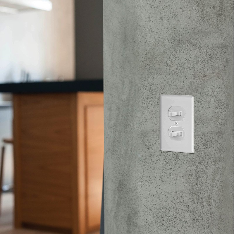 Faith White Double Light Switch (2-Pack) | Two Single-Pole Wall