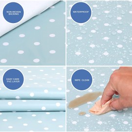 Home Direct Wipe Tablecloth Oilcloth PVC Tablecloth Cover Small Polka Dot 100cm x 140cm Duck Egg Blue