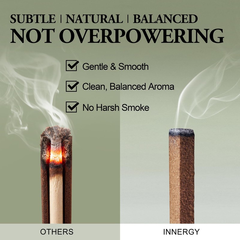 Innergy Rose Square Incense Sticks, No Bamboo Core, 50 Count
