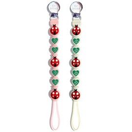 BIGSPINACH - Paquete de 2 clips de silicona para chupete para bebés y niños, correa de una pieza de grado alimenticio con cordón y clip de acero inoxidable, soporte para mordedor para bebé, bonito