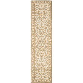 SAFAVIEH Chelsea Collection Runner Rug - 2'6" x 10', Ivory & Gold, Hand-Hooked French Country Wool, Ideal for High Traffic Areas in Living Room, Bedroom (HK11P)