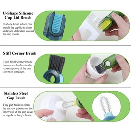 3 in 1 Cup Lid Cleaning Brush Set Multifunctional Bottle Brush Cleaner Tiny Bottle Cup Lid Brush Straw Cleaner Tools Mini Silicone Bottle Cup-Holder Cleaner