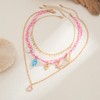 Hclian Boho Layered Charm Choker Necklace for Women With Pink