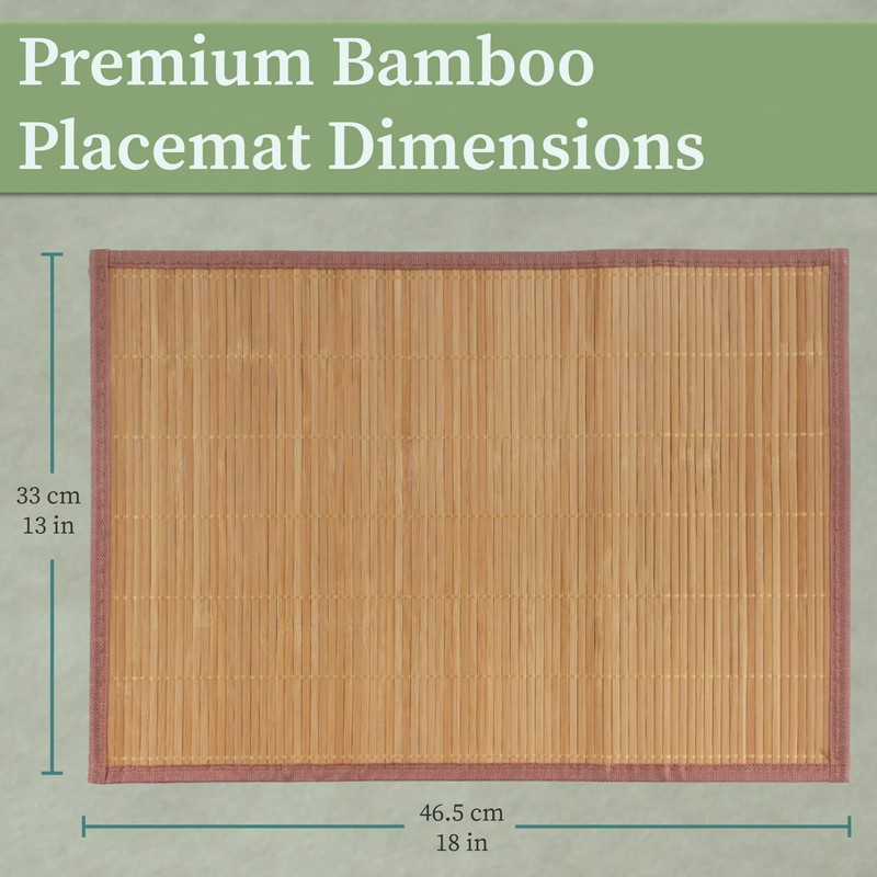 BambooMN Bamboo Slats Placemat with Fabric Border - Solid Colour