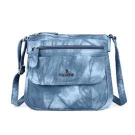 Angelkiss Small Womens Crossbody Bag Leather Shoulder Purse for Women Hobo Bag with Adjustable Shoulder Strap, Lake Blue