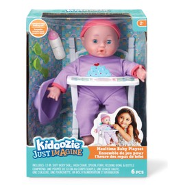 Kidoozie Mealtime Baby Playset - Interactive Doll Feeding Set with Soft Body Doll, High Chair, and Feeding Accessories