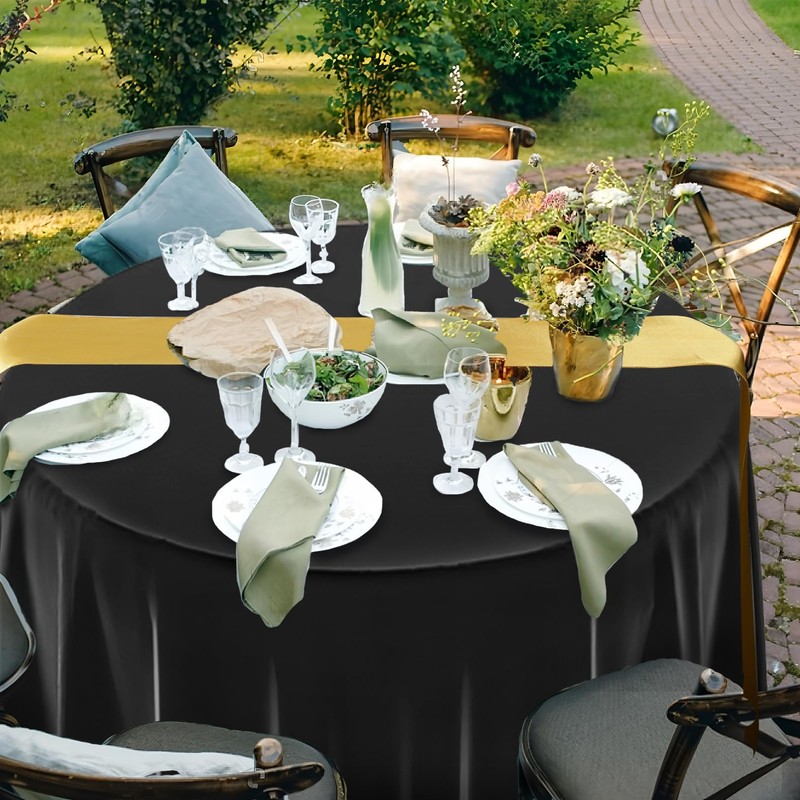 Bgtecho 16Pcs 84" Round Plastic Tablecloth 12 x 108 Satin