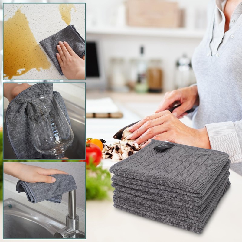 VIVOTE Microfibre Cloths Grey Dish Cloth Kitchen Cloth Super Absorbent