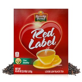 Brooke Bond Red Label | Loose Leaf Tea | Premium Quality | Indian Black Tea | Authentic Indian Chai Blend | Suitable for Milk Chai | Refreshing Flavor | 1800 Grams (Pack of 1)