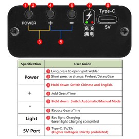 Mini Color Screen Spot Welder, Aideepen Battery Spot Welder 80 Gears Adjustable Handheld Spot Welder 5V 2A for 1865O Battery, Welding Nickel Sheets, Iron, Steel and Stainless Steel Sheets