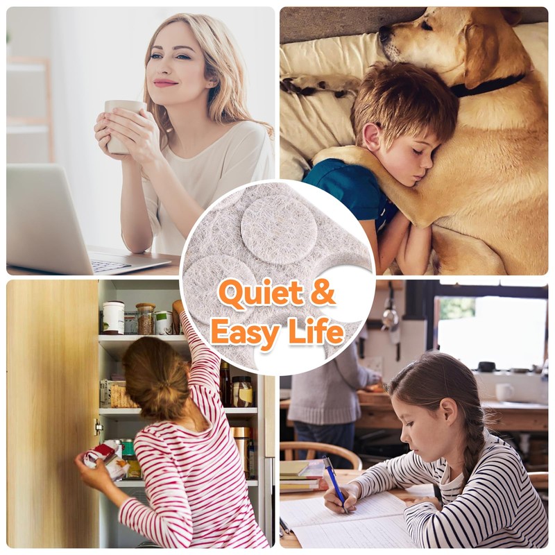 Felt Cabinet Door Bumpers-Small Felt Pads for Cabinet Doors, 3/8"