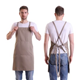 BIGHAS Shoulder Bib Apron, Anti-Fatigue, Large Size, Large Size, Cashier, Work, Work, Commercial, Simple, Dustproof, Men's, Women's, 16 Colors Available (Shoulder Strap 74.0 inches (188 cm), Height