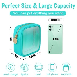 izuzta Mini bolsa de maquillaje pequeña de nailon con cierre, Menta, Mini