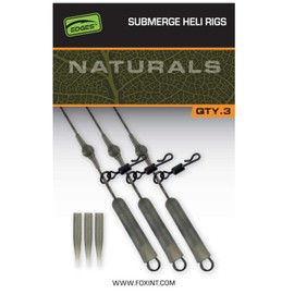 Fox Naturals Submerged Heli Rigs 40Lb - 3 Carp Rigs Fishing Tackle for Carp Fishing, Helicopter Rig