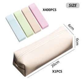 XMNIVATE 1 Piece Cream Pencil Case, 400 Sticky Notes, Pencil Case for Organizing and Storage, Stationery Bag, Makeup Brush Storage Bag, Portable Stationery Bag