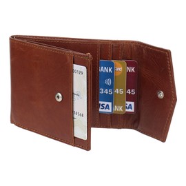 STARHIDE Mens RFID Blocking Genuine Soft Leather Envelope Style Wallet with External ID Pocket 750 (TAN)