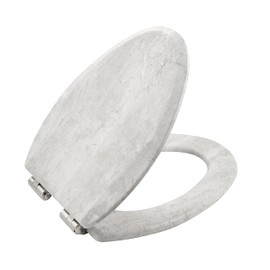 Toilet Seat, Slow Close, Premium Moulded Wood, Quick Release, Marble Gray, PIKLiDS, Laminated Woodgrain Finish (Elongated)
