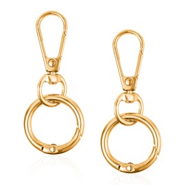 JJUNW Removable Carabiner Hooks, 2 Pieces Rotating Carabiner Hooks, Metal Carabiner Key Ring, 360° Rotating Carabiner Clasps for DIY Handbag Keychain Craft Backpack Accessories (Gold)