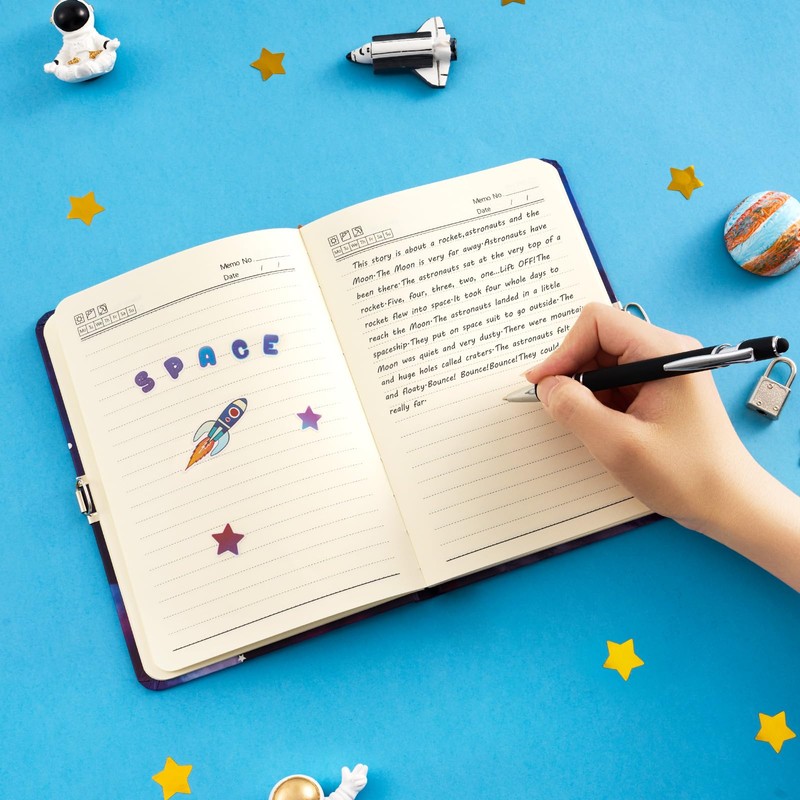 Space Diary Set - Luminous Notebook Gift for Boys Children