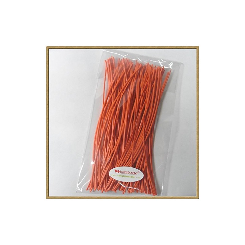 Weststone 100pcs 7" (18cm) Plastic Orange Twist Ties - Oval