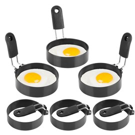 YKUKIZEE 6 Pack Egg Rings for Frying 3.5 Inch, Round Egg Rings Non Stick Frying, Stainless Steel Fried Egg Circles for Mold Pancake Mini Burger
