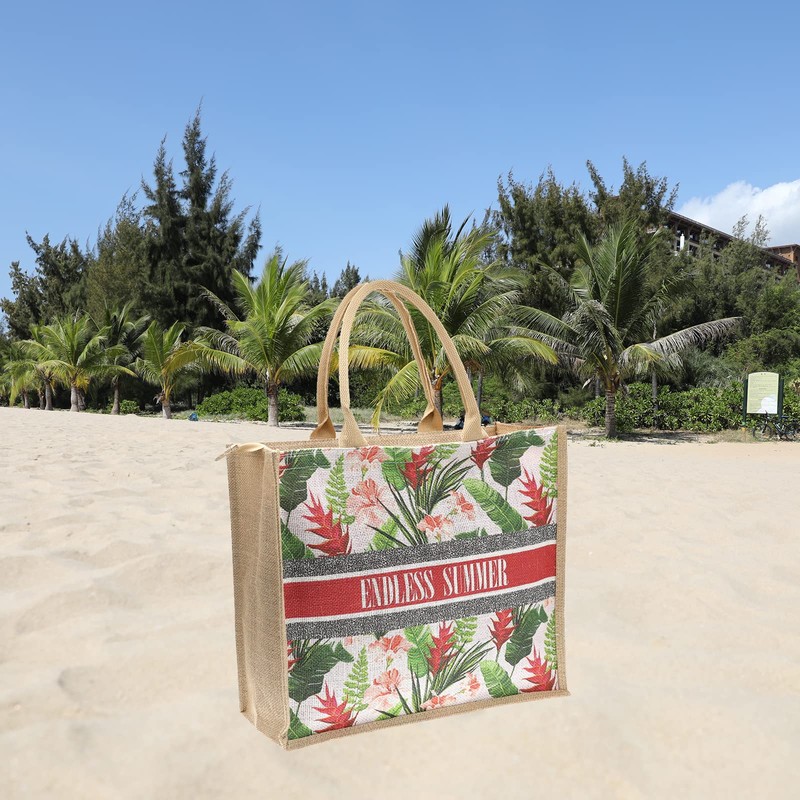 JNF - Bolsa de playa de paja de yute para
