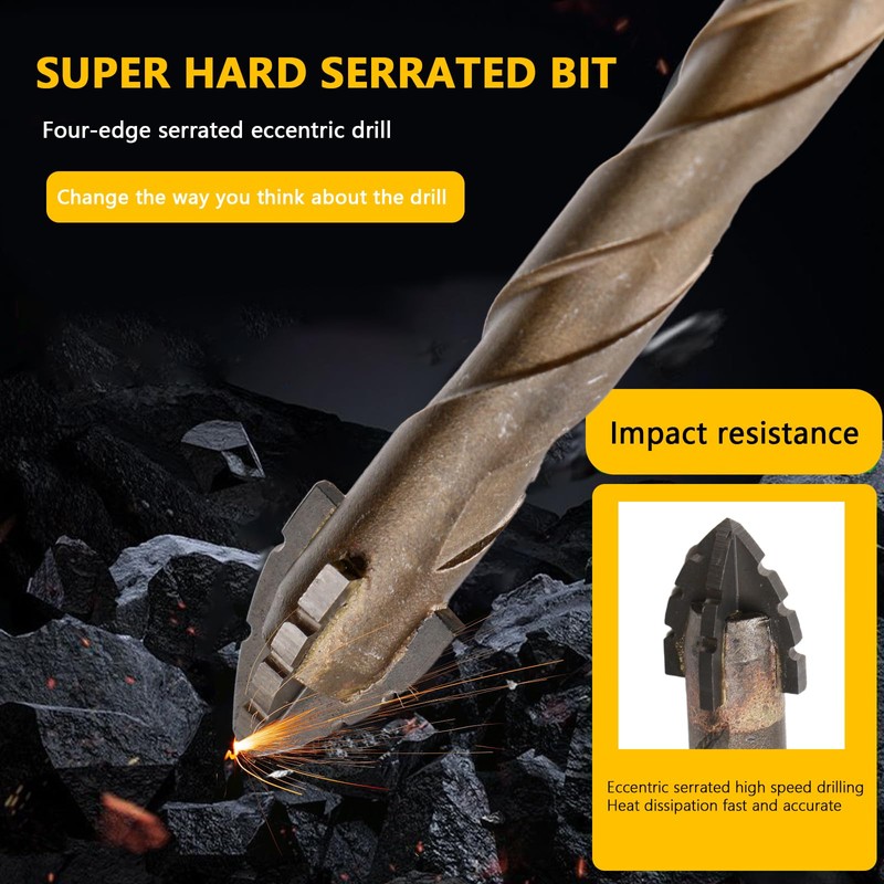Honkdtyun 5 Count Four Edged Serrated Eccentric Drill Bit Set,New