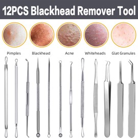 YMCCOOL Blackhead Remover Tool Kit,12Pcs Pimple Popper Comedone Extractor Tool Kit for Quick and Easy Removal of Pimples,Blackheads, Zit on Face