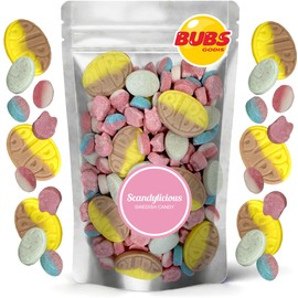 Bubs Swedish Candy Mix | Viral TikTok Sour & Sweet Vegan Candy Sampler | Includes Banana Toffee, Sour Pear, Raspberry Skulls & More | 100% Gelatin-Free Scandinavian Treats