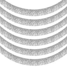 6 Pack Foil Curtain Backdrop, Silver Tinsel Foil Fringe Curtains Photo Booth Props for Birthday Wedding Bachelorette Holiday Celebration Party Decorations