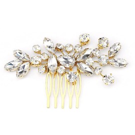Bridal Wedding Hair Comb Crystal Hair Accessories, Bridal Hair Combs Silver Bridal Hair Pieces Crystal Headpiece Wedding Hair Accessories for Women and Girls (Gold)