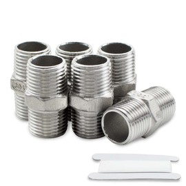 Bwintech 3 Pcs 1/4" Male to 1/4" Male BSP Thread Stainless Steel 304 Hex Nipple Fitting for Pipe Connecting Conversion
