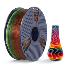 SUNLU PLA Rainbow Filament Silk PLA+ Rainbow Filament 3D Printer Filament Multicolor 3D Printer Filament for Easter, Christmas & Small Business (Smooth Color Change 8m/Color, 1kg 330m:_Transparent Rainbow-01