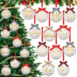 Vercraft 12 Pcs Nativity Scene Christmas Ornament 2.8 Inch Christmas Ball Hanging Decorative Religious Christmas Hanging Tree Ornament Xmas Tree Party Decorations