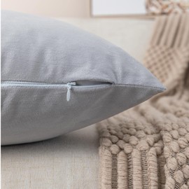 ZLINA Set of 2 Velvet Decorative Throw Pillow Covers Grey White Patchwork with Gold Leather Pillow Covers 24 × 24 Inch Cushion Covers Decor Living Room Sofa Bedroom Car