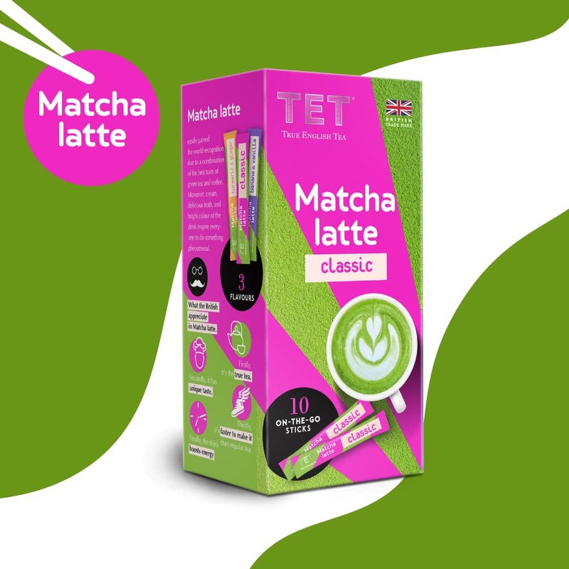TET Matcha Latte Classic, Green tea based drink, 10 x