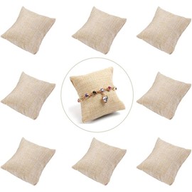 WinldMonmo 2PCS Light Brown Burlap Bracelet Watch Pillow Bangle Cushion, Jewelry Display Pillows, Protect Watches, Necklaces, Bracelets