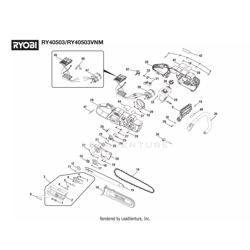 Ryobi Chainsaw Model RY40503 RY40503VNM 14" BAR and CHAIN COMBO