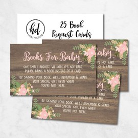 25 Book Request Baby Shower Guest Book Alternative - Deer Baby Shower Invitation Inserts, Books For Baby Shower Request Cards, Bring A Book Instead Of A Card, Baby Shower Book Request For Girls