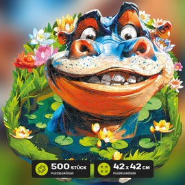 ESC WELT Wooden Puzzle Hippo 500 Pieces - Challenging Thinking Game for Children and Adults - Environmentally Friendly & Fun Learning Toy - Challenging Game - Wooden Thinking Game