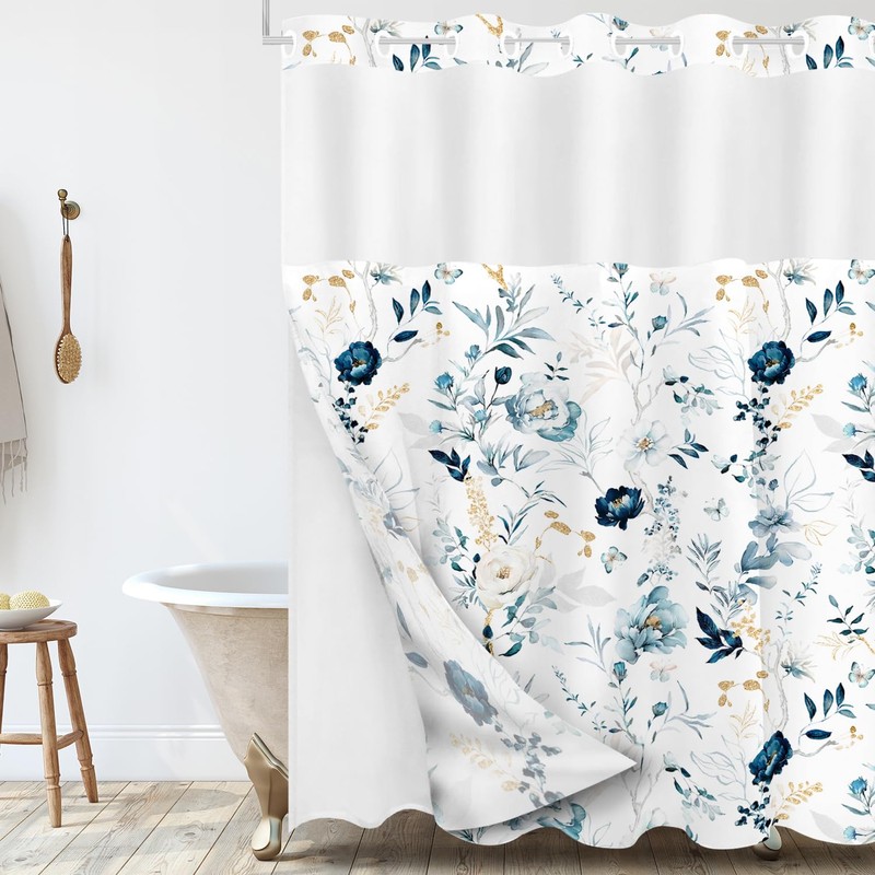 Tititex No Hooks Snap in Liner Rustic Blue White Floral