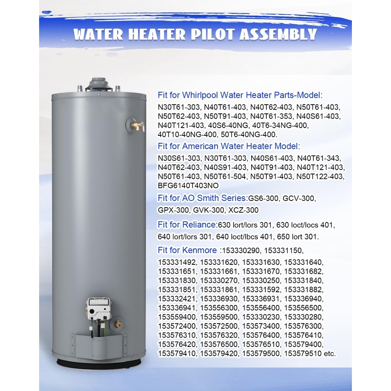 100112330 Water Heater Pilot Assembly Fit for Reliance/AO Smith/Whirlpool/State/American Water