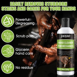 JAOJAO Hand Cleaner for Mechanics, Heavy Duty Hand Soap Mechanic Soap Removal Tough Grease, Oil, and Paint, for Operators in Industries such as Machinery Auto Repair Steel Factory Dedicated, 300g