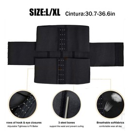 KKSMETIS Fajas para Mujer Moldeadora,3 Capas Hebilla Ajustables Moldeadores de CinturaPara Faja Post Parto y Post Cesarea,Cinturilla para Mujer Moldeadora (Negro, S/M)